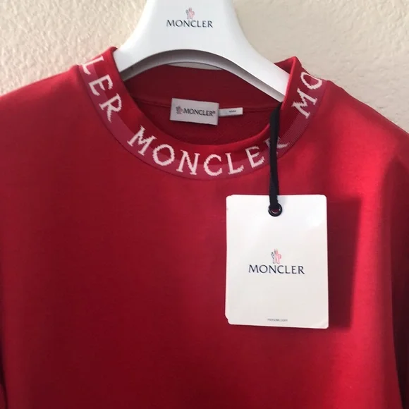 MONCLER Red Maglia Girocollo Round Neck Logo Sweatshirt – NEW with Tags